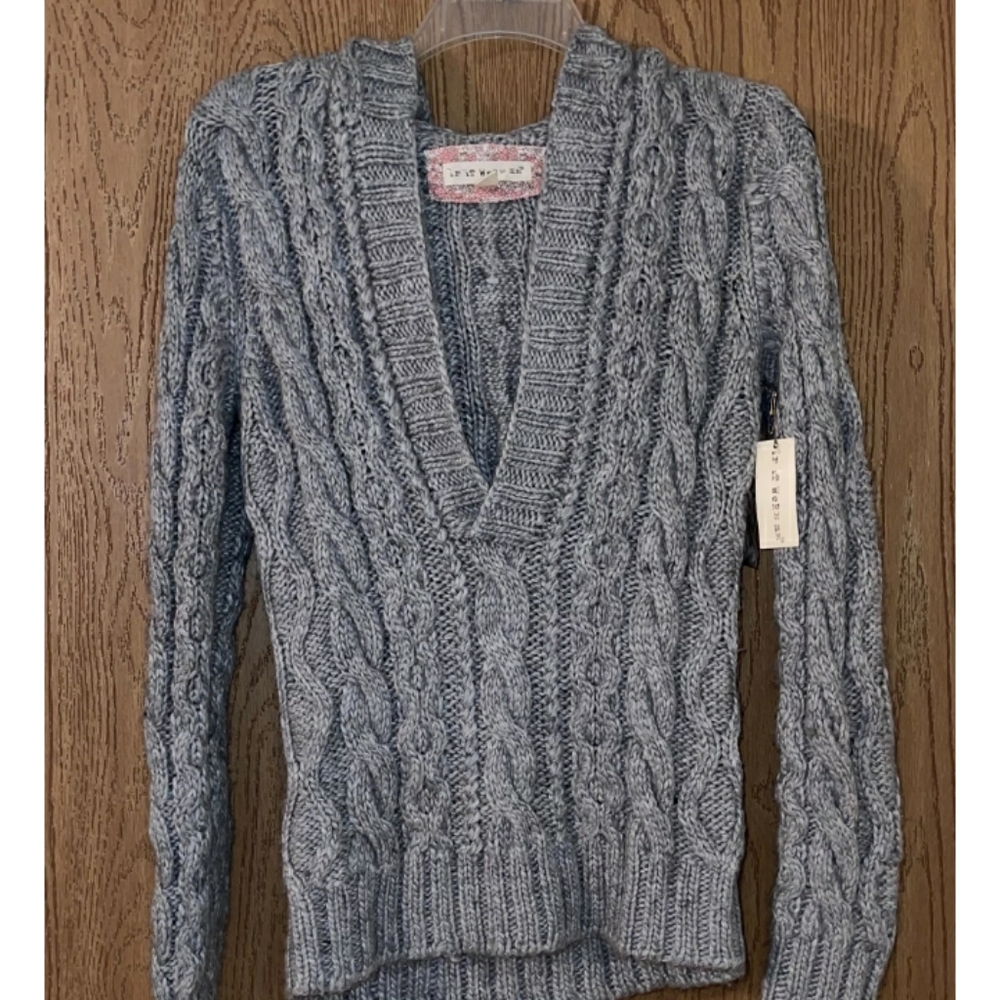 Grey Cable Hoodie Sweater NWT